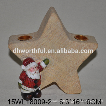 2016 christmas ceramic candle holder with santa and star design